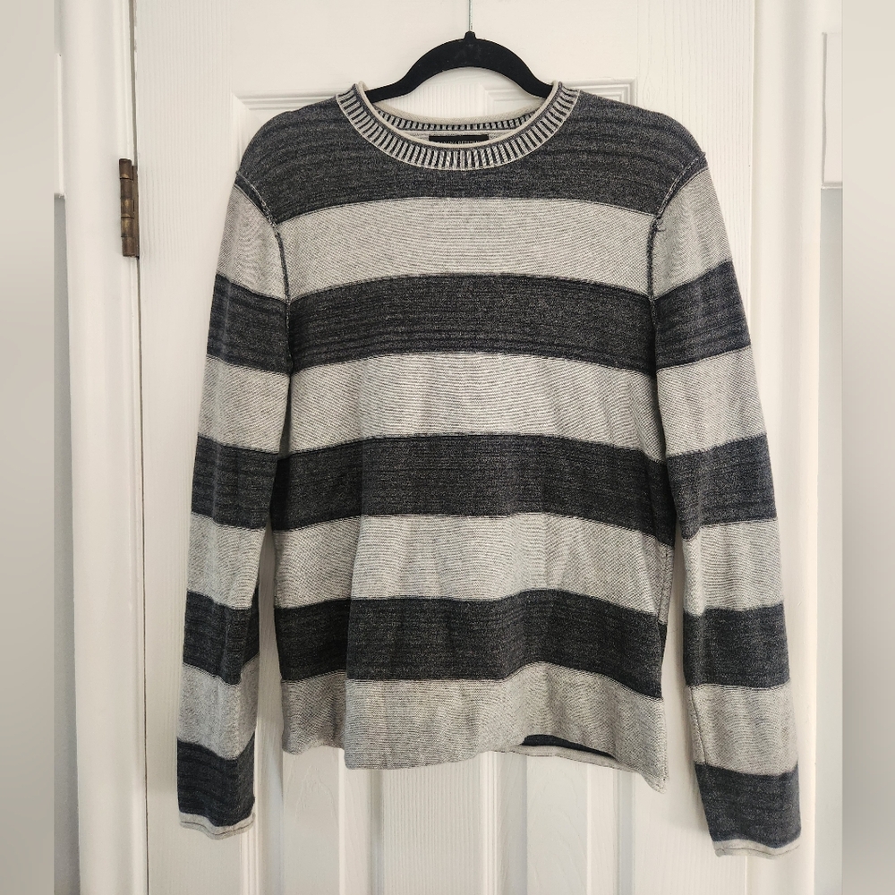 Banana Republic Gray and Black Striped Knit